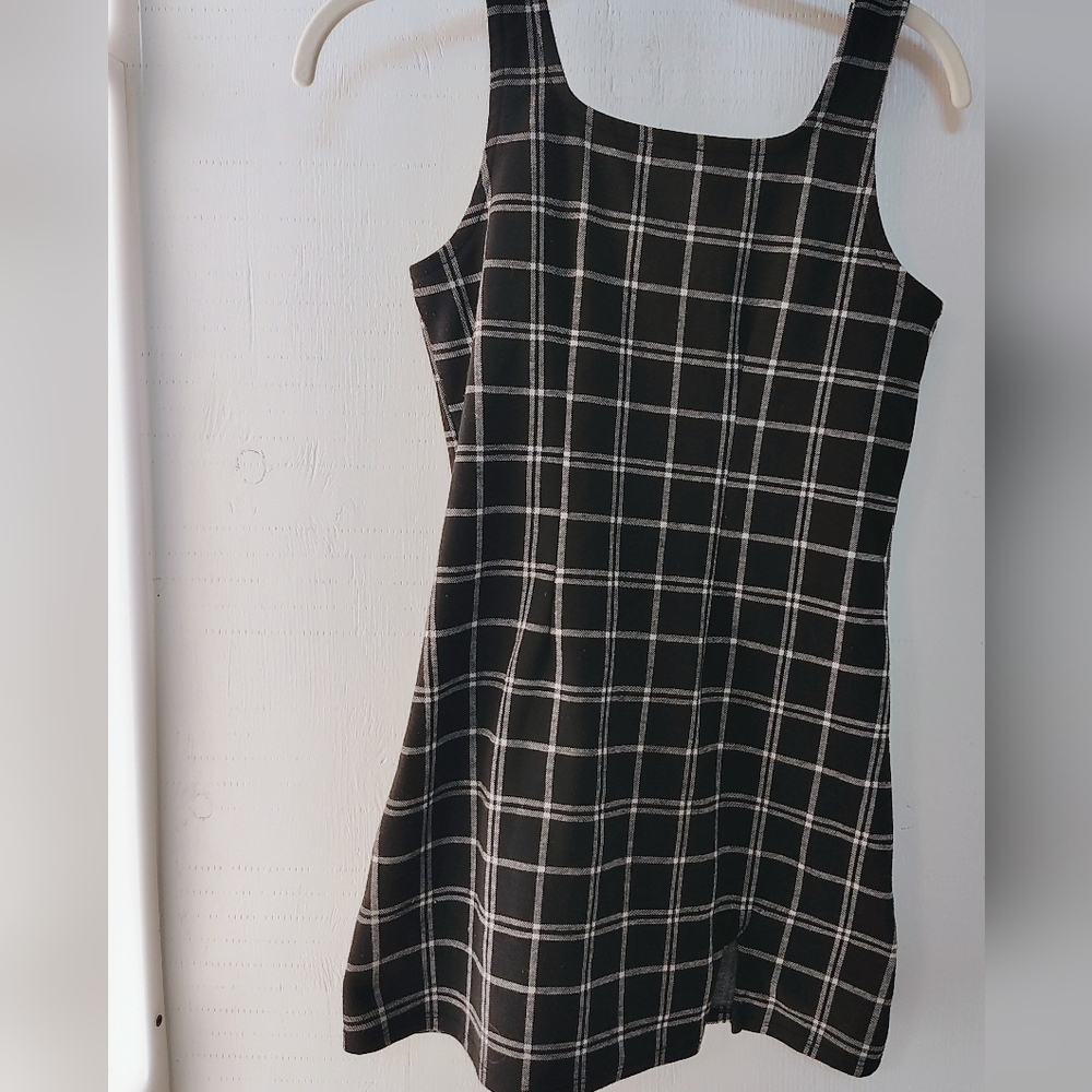 SO Plaid Black and White Casual Dress
